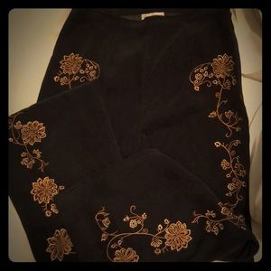 Victor Costa black embroidered slacks.